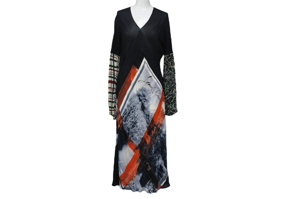 JeanPaul GAULTIER Jean Paul Gaultier One Piece Maxi Dress All Over Pattern Black Multicolor Good Condition Used 4b004029