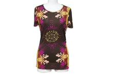 画像をギャラリービューアに読み込む, 極美品 Jean Paul GAULTIER FEMME ジャンポールゴルチェ フェム 半袖Tシャツ サイズ42 ブラウン フラワーモチーフ 総柄 中古 4b004031