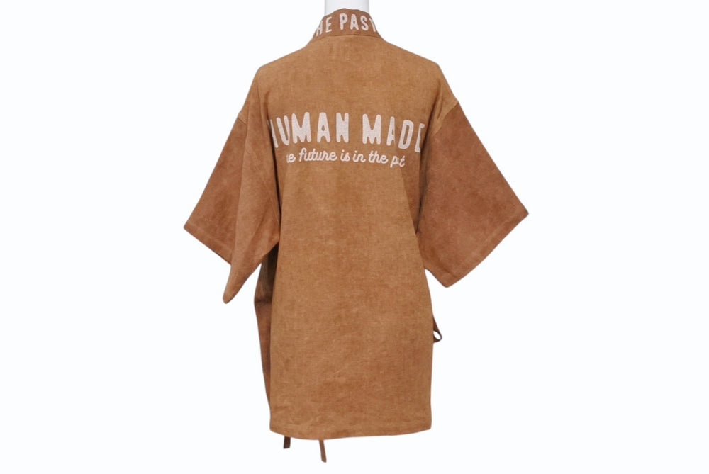 極美品 HUMAN MADE ヒューマンメード 24SS HM Samue サムエ はっぴ ブラウン 柿渋染め 和服 HM27SH030 ロゴ サイズM 中古 4b004049