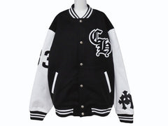 新品未使用 CHROME HEARTS クロムハーツ ヴァーシティジャケット スタジャン サイズXXL セメタリークロスパッチ ホースシュー 中古 4b004051