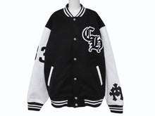 Load image into Gallery viewer, 新品未使用 CHROME HEARTS クロムハーツ ヴァーシティジャケット スタジャン サイズXXL セメタリークロスパッチ ホースシュー 中古 4b004051