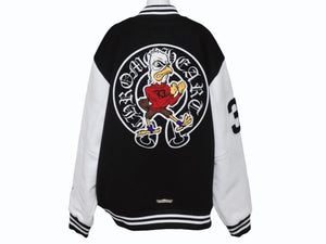 新品未使用 CHROME HEARTS クロムハーツ ヴァーシティジャケット スタジャン サイズXXL セメタリークロスパッチ ホースシュー 中古 4b004051