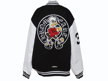 Load image into Gallery viewer, 新品未使用 CHROME HEARTS クロムハーツ ヴァーシティジャケット スタジャン サイズXXL セメタリークロスパッチ ホースシュー 中古 4b004051