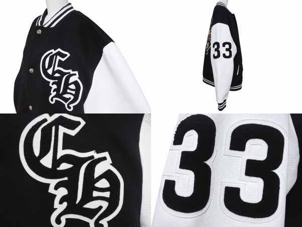 新品未使用 CHROME HEARTS クロムハーツ ヴァーシティジャケット スタジャン サイズXXL セメタリークロスパッチ ホースシュー 中古 4b004051