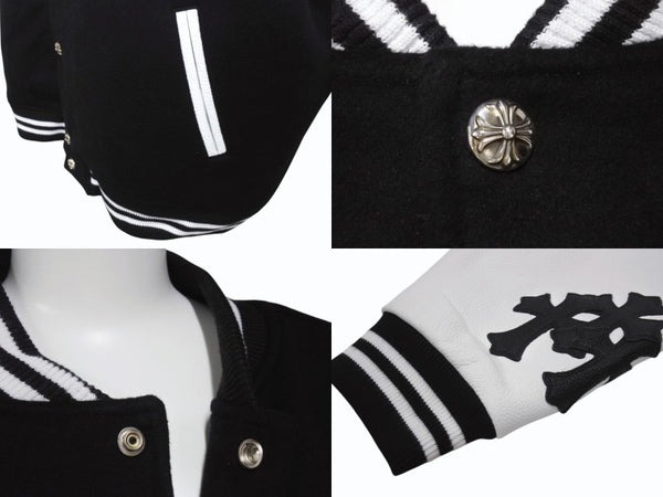 新品未使用 CHROME HEARTS クロムハーツ ヴァーシティジャケット スタジャン サイズXXL セメタリークロスパッチ ホースシュー 中古 4b004051