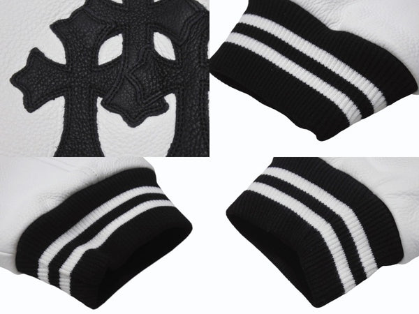 新品未使用 CHROME HEARTS クロムハーツ ヴァーシティジャケット スタジャン サイズXXL セメタリークロスパッチ ホースシュー 中古 4b004051