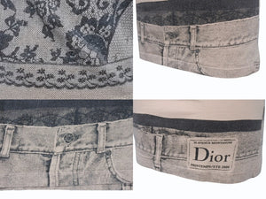 Christian Dior クリスチャンディオール タンクトップ 6E16155001 サイズ6 ガリアーノ期 プリント ピンクベージュ 中古 4b004064
