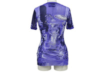 画像をギャラリービューアに読み込む, JEAN PAUL GAULTIER MAILLE ジャンポールゴルチエ マイユ 総柄 半袖 パワーネット ブルー 人物柄 ナイロン メッシュ サイズM 美品 中古 4b004065