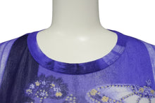 画像をギャラリービューアに読み込む, JEAN PAUL GAULTIER MAILLE ジャンポールゴルチエ マイユ 総柄 半袖 パワーネット ブルー 人物柄 ナイロン メッシュ サイズM 美品 中古 4b004065