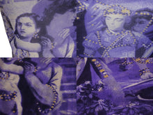 画像をギャラリービューアに読み込む, JEAN PAUL GAULTIER MAILLE ジャンポールゴルチエ マイユ 総柄 半袖 パワーネット ブルー 人物柄 ナイロン メッシュ サイズM 美品 中古 4b004065