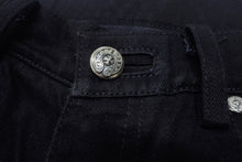 画像をギャラリービューアに読み込む, 極美品 CHROME HEARTS クロムハーツ フレアニーステッチデニムパンツ 255536 コットン シルバー925 サイズ26 ブラック 中古 4b004067