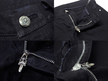 画像をギャラリービューアに読み込む, 極美品 CHROME HEARTS クロムハーツ フレアニーステッチデニムパンツ 255536 コットン シルバー925 サイズ26 ブラック 中古 4b004067