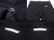 画像をギャラリービューアに読み込む, 極美品 CHROME HEARTS クロムハーツ フレアニーステッチデニムパンツ 255536 コットン シルバー925 サイズ26 ブラック 中古 4b004067