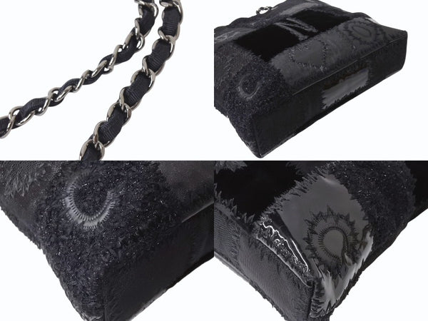 極美品 CHANEL シャネル パッチワーク チェーントートバッグ 25番台 ココマーク キャンバス デニム ツイード パテント レザー 中古 4b004068