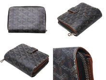 Load image into Gallery viewer, GOYARD ゴヤール TUILERIES チュイルリー 二つ折り財布 ウォレット PVC レザー ブラック ブラウン シルバー金具 良品 中古 4b004076