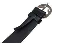 画像をギャラリービューアに読み込む, GUCCI グッチ インターロッキングG ベルト GGロゴ 368186 レザー ブラック サイズ34 シルバー金具 美品 中古 4b004078