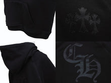 画像をギャラリービューアに読み込む, 新品同様 CHROME HEARTS クロムハーツ セメタリークロスパッチ ラグランフーディー パーカー サイズL ブラック シルバー925 中古 4b004084