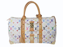 画像をギャラリービューアに読み込む, LOUIS VUITTON ルイヴィトン キーポル45 ボストンバッグ M92641 モノグラム マルチカラー ホワイト 村上隆 美品 中古 4b004093