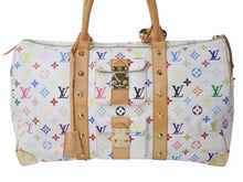 画像をギャラリービューアに読み込む, LOUIS VUITTON ルイヴィトン キーポル45 ボストンバッグ M92641 モノグラム マルチカラー ホワイト 村上隆 美品 中古 4b004093