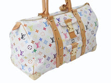 画像をギャラリービューアに読み込む, LOUIS VUITTON ルイヴィトン キーポル45 ボストンバッグ M92641 モノグラム マルチカラー ホワイト 村上隆 美品 中古 4b004093