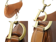 Load image into Gallery viewer, Christian Dior クリスチャンディオール サドルバッグ チャーム ショルダーバッグ ヴィンテージ レザー ブラウン 美品 中古 4b004094