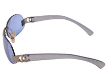 Load image into Gallery viewer, 極美品 CHANEL シャネル リムレスサングラス ココマーク 4037 イタリア製 メタル プラスチック ブルー シルバー金具 サイズ59□15 中古 4b004095