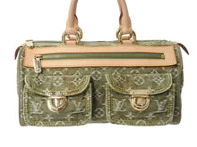 画像をギャラリービューアに読み込む, 極美品 LOUIS VUITTON ルイヴィトン ハンドバッグ デニム ネオスピーディ M95215 モノグラムデニム カーキ ゴールド金具 中古 4b004098