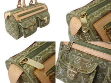 画像をギャラリービューアに読み込む, 極美品 LOUIS VUITTON ルイヴィトン ハンドバッグ デニム ネオスピーディ M95215 モノグラムデニム カーキ ゴールド金具 中古 4b004098