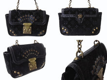 Load image into Gallery viewer, LOUIS VUITTON ルイヴィトン ブルール アーヴァイン ハンドバッグ M92733 ベルベット エキゾチックレザー ブラック ゴールド金具 美品 中古 4b004100
