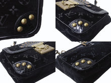 Load image into Gallery viewer, LOUIS VUITTON ルイヴィトン ブルール アーヴァイン ハンドバッグ M92733 ベルベット エキゾチックレザー ブラック ゴールド金具 美品 中古 4b004100