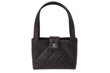 Load image into Gallery viewer, CHANEL シャネル ハンドバッグ 6番台 ラムスキン ココマーク キルティング ブラウン ヴィンテージ シルバー金具 美品 中古 4b004103