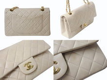 Load image into Gallery viewer, CHANEL シャネル マトラッセ23 Wフラップ Wチェーンショルダーバッグ 2番台 ラムスキン ココマーク ベージュ ゴールド金具 美品 中古 4b004104