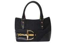 画像をギャラリービューアに読み込む, GUCCI グッチ トートバッグ ホースビット 137475 GGキャンバス レザー イタリア製 ブラック ゴールド 美品 中古 4b004105