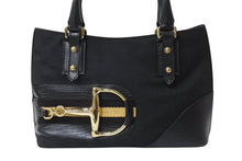 画像をギャラリービューアに読み込む, GUCCI グッチ トートバッグ ホースビット 137475 GGキャンバス レザー イタリア製 ブラック ゴールド 美品 中古 4b004105