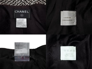 CHANEL シャネル ジャケット ココボタン ツイード 01A P18117V10417 レーヨン ウール ホワイト ブラウン サイズ40 美品 中古 4b004107