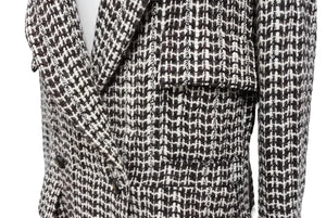 CHANEL シャネル ジャケット ココボタン ツイード 01A P18117V10417 レーヨン ウール ホワイト ブラウン サイズ40 美品 中古 4b004107