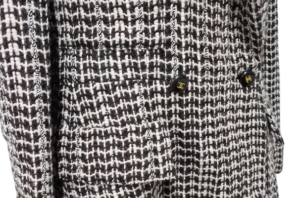 CHANEL シャネル ジャケット ココボタン ツイード 01A P18117V10417 レーヨン ウール ホワイト ブラウン サイズ40 美品 中古 4b004107