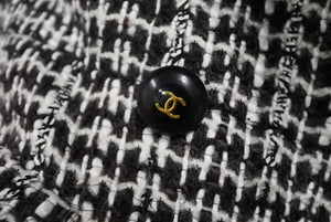 CHANEL シャネル ジャケット ココボタン ツイード 01A P18117V10417 レーヨン ウール ホワイト ブラウン サイズ40 美品 中古 4b004107