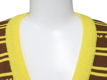 Load image into Gallery viewer, 極美品 MIUMIU ミュウミュウ ニット ベスト ロゴ ボーダー ウール イエロー ブラウン マルチカラー 中古 4b004108