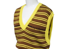 Load image into Gallery viewer, 極美品 MIUMIU ミュウミュウ ニット ベスト ロゴ ボーダー ウール イエロー ブラウン マルチカラー 中古 4b004108