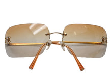 画像をギャラリービューアに読み込む, 極美品 CHANEL シャネル リムレス サングラス ラインストーン 2000s 4017-D メタル ブラウン ゴールド金具 サイズ62□17 中古 4b004115
