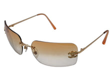 画像をギャラリービューアに読み込む, 極美品 CHANEL シャネル リムレス サングラス ラインストーン 2000s 4017-D メタル ブラウン ゴールド金具 サイズ62□17 中古 4b004115