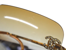 画像をギャラリービューアに読み込む, 極美品 CHANEL シャネル リムレス サングラス ラインストーン 2000s 4017-D メタル ブラウン ゴールド金具 サイズ62□17 中古 4b004115