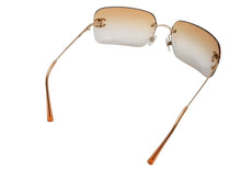 画像をギャラリービューアに読み込む, 極美品 CHANEL シャネル リムレス サングラス ラインストーン 2000s 4017-D メタル ブラウン ゴールド金具 サイズ62□17 中古 4b004115