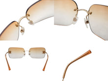 画像をギャラリービューアに読み込む, 極美品 CHANEL シャネル リムレス サングラス ラインストーン 2000s 4017-D メタル ブラウン ゴールド金具 サイズ62□17 中古 4b004115