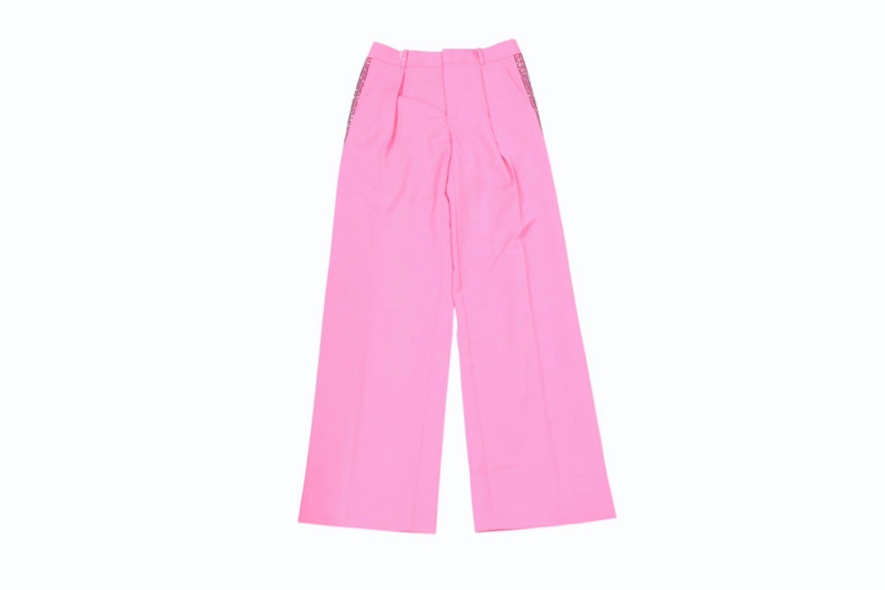Very good condition AREA Tuxedo Tuxedo Bijoux Trim Slacks Size 4 Rhinestone Lycra Pink Used 4b004118