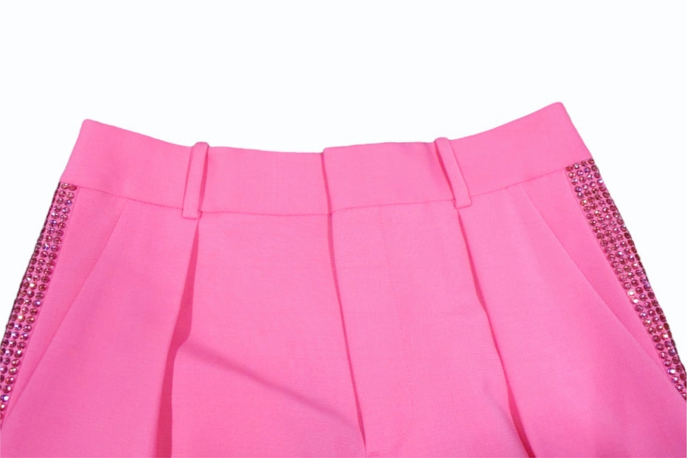 Very good condition AREA Tuxedo Tuxedo Bijoux Trim Slacks Size 4 Rhinestone Lycra Pink Used 4b004118
