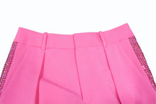 Load image into Gallery viewer, 極美品 AREA エリア Tuxedo タキシード ビジュートリム スラックス サイズ4 ラインストーン ライクラ ピンク 中古 4b004118