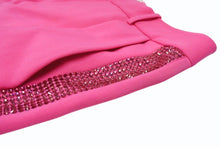 Load image into Gallery viewer, 極美品 AREA エリア Tuxedo タキシード ビジュートリム スラックス サイズ4 ラインストーン ライクラ ピンク 中古 4b004118