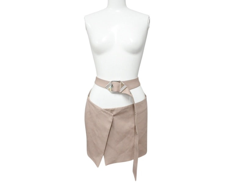 THE ATTICO Belted Wrapped Mini Skirt 241WCS182 Beige Size 40 Good Condition Used 4b004119